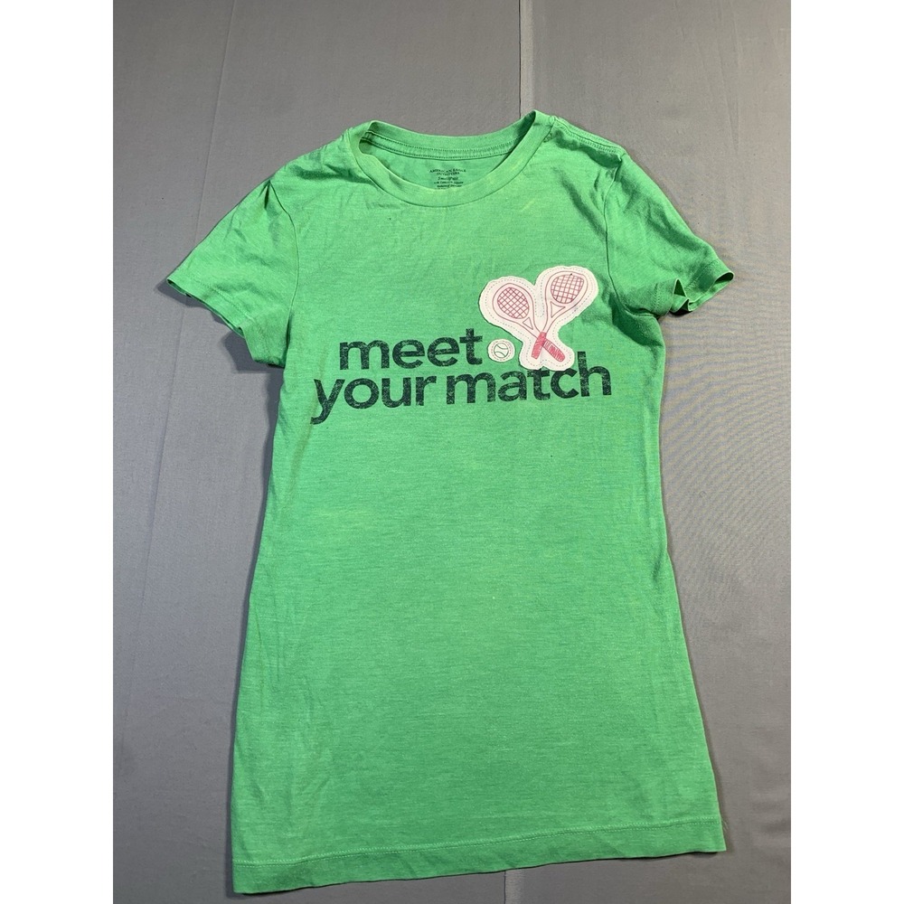 Vintage 90s Y2k‎ American Eagle Womens Short Sleeve  T-shirt Size Small Green